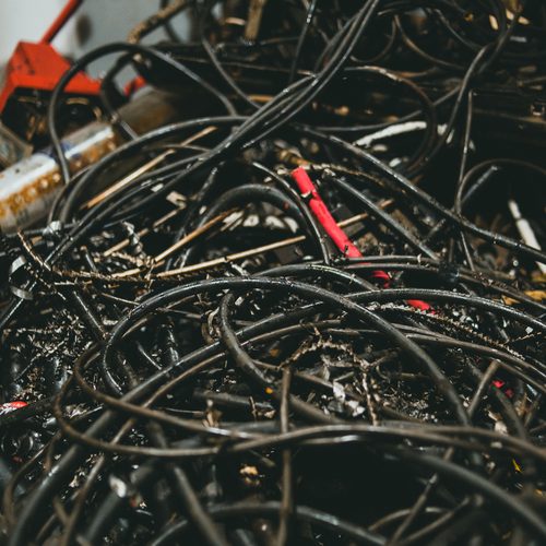 Tangled black cables
