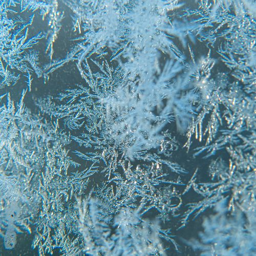 Frost crystals on glass