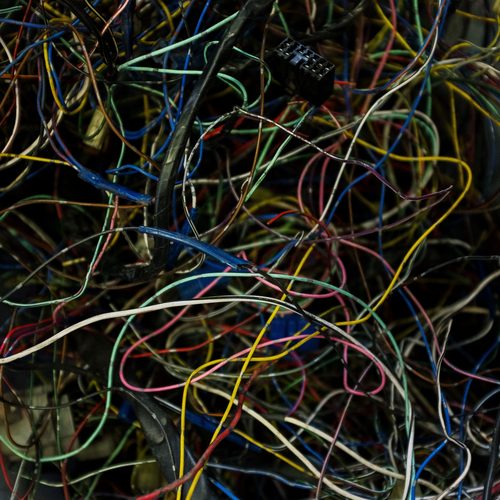 Tangled colored wires