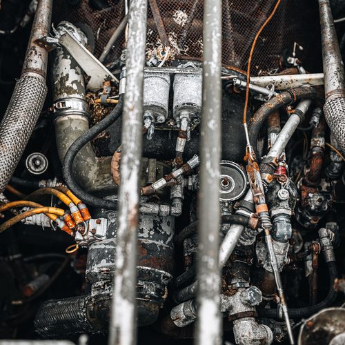 Rusted engine internals
